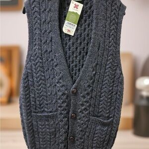Charter Club Dark Gray Cable Knit Wool Button Vest Men’s XL